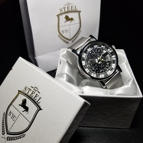 Reloj Steel Luxury Skeleton Dorado