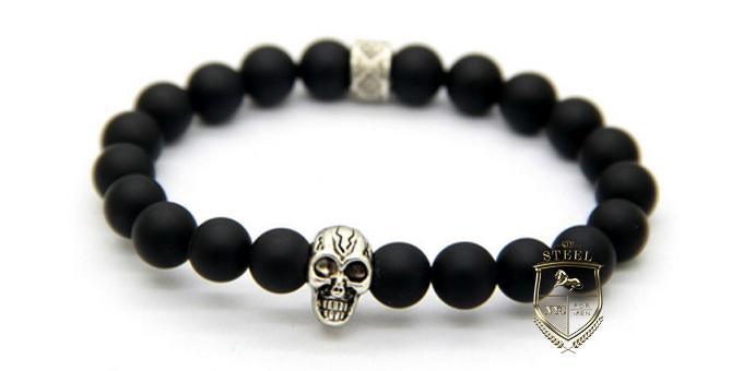 Black Matte Silver Skull