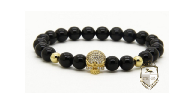 Black Onyx Gold Diamond BrainMaster Skull