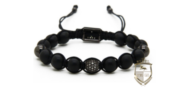 Black Onyx Rhodium Diamond Sphere