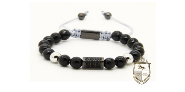 Black Onyx Rhodium Diamond Square