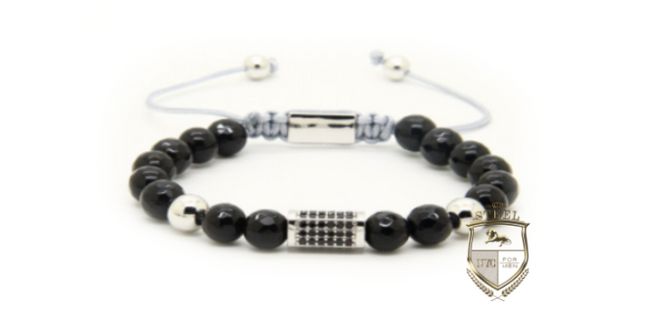 Black Onyx Silver Diamond Square