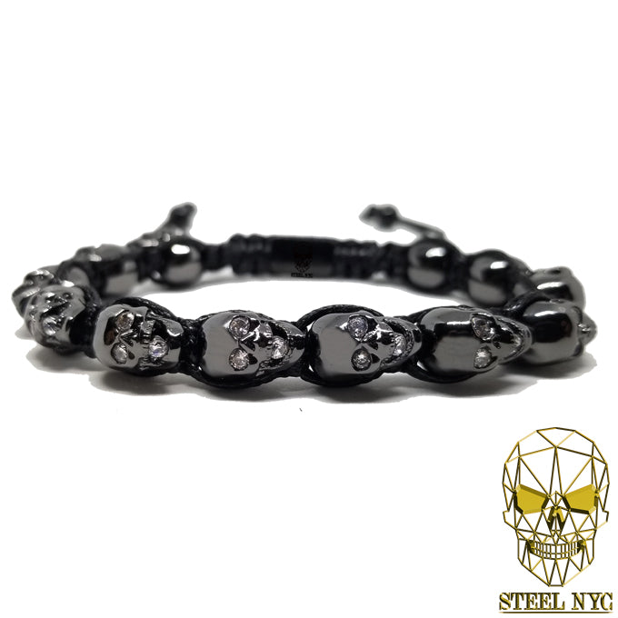 12 Skull Diamond Eyes Bracelet Black Black