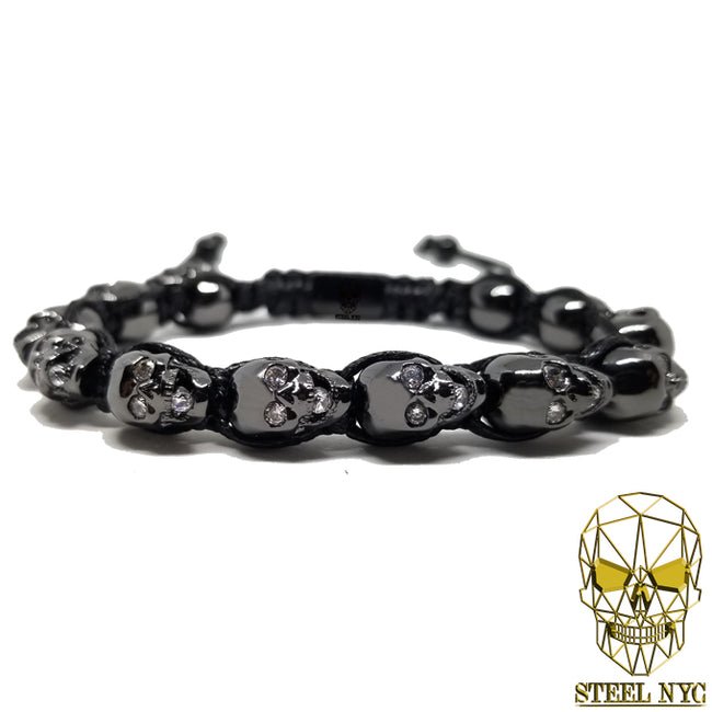 12 Skull Diamond Eyes Bracelet Black Black