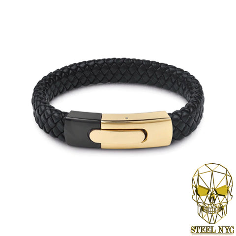 Pulsera Piel Cafe Vintage y Acero Inoxidable