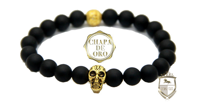 Matte Black Gold Skull