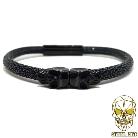 Pulsera Piel Cafe Vintage y Acero Inoxidable