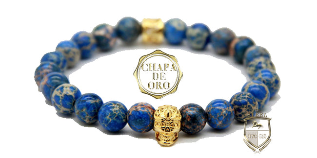 Blue Sediment Stone Gold Skull