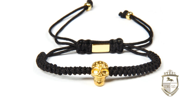 Braided Single Gold Skull