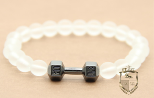 Clear Stone Black Rhodium Dummbbell Fit Bracelet