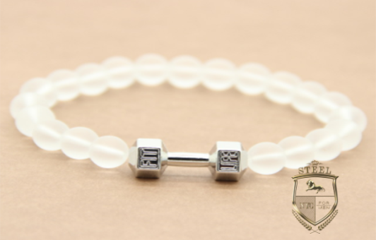 Clear Stone Silver Dummbbell Fit Bracelet