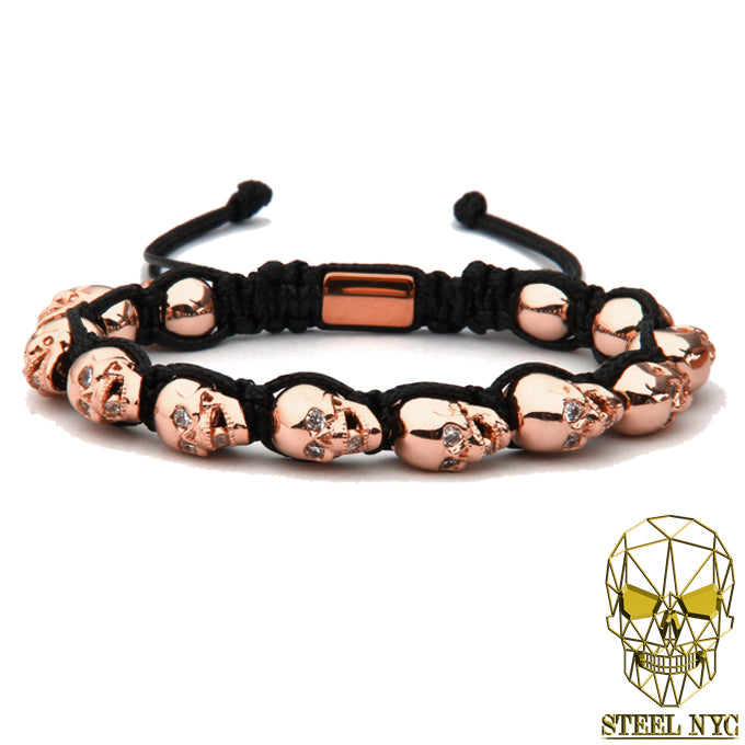 12 Skull Diamond Eyes Bracelet Black Rose Gold