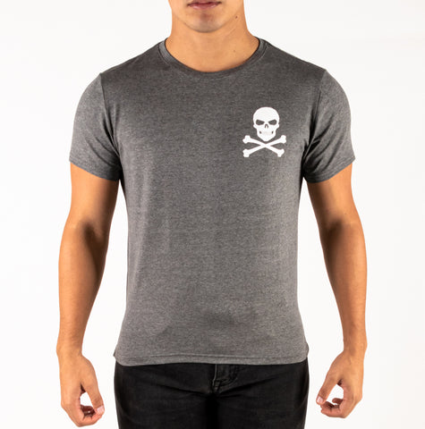Playera Negra Rockstar Skull Azul Plata