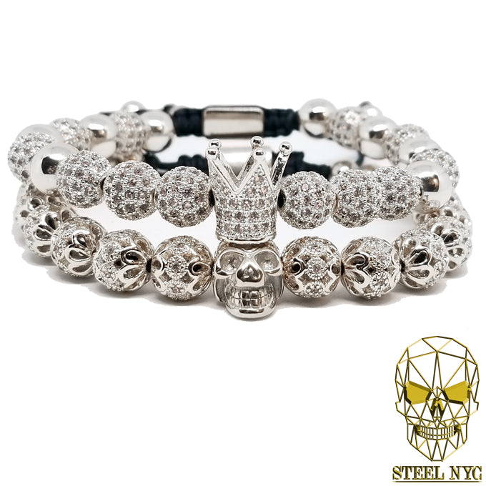 Silver Crown King Royal Stack (Set de Pulseras Rey Calavera Corona Plata)