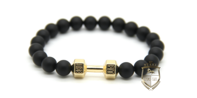 Matte Onyx Gold Dumbbell Fit Bracelet