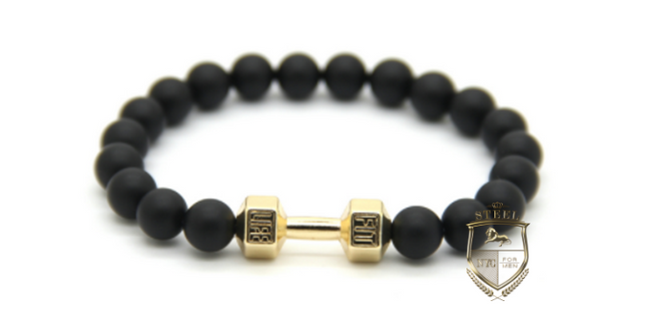 Matte Onyx Gold Dumbbell Fit Bracelet
