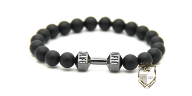 Matte Onyx Rhodium Dumbbell Fit Bracelet