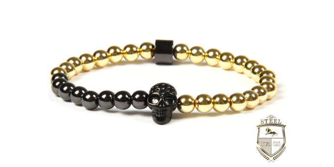 Multi Color Micro Beads Rhodium Skull