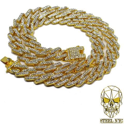 Cadena Diamantes Cubana Dorado 60CM