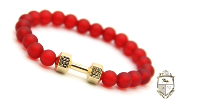 Red Agate Gold Dumbbell Fit Bracelet