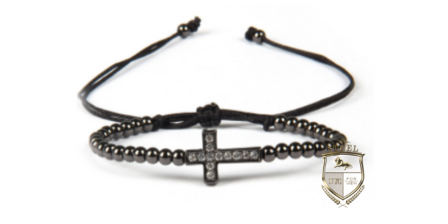 Rhodium MicroBeads Diamond Cross