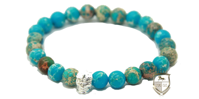 Turqoise Sediment Stone Silver Skull