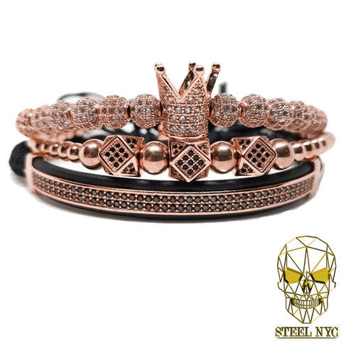 Set Cadena y Brazalete Diamantes Cubana Prong Plata