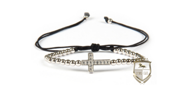 Silver MicroBeads Diamond Cross