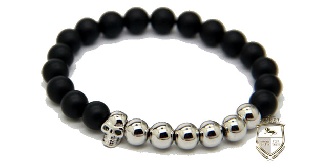 Silver Plated Stones With Skull