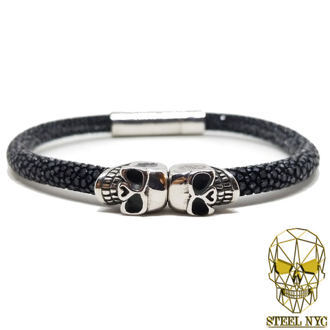 Pulsera Piel Cafe Vintage y Acero Inoxidable
