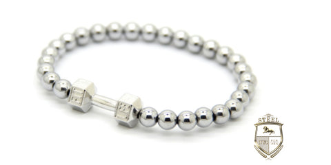 Black Agate Silver  Dumbbell  Fit Bracelet