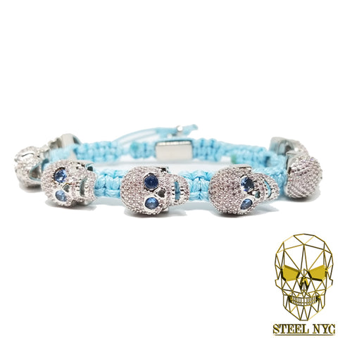 Diamond Eyes Skull Onyx Bracelet Plata