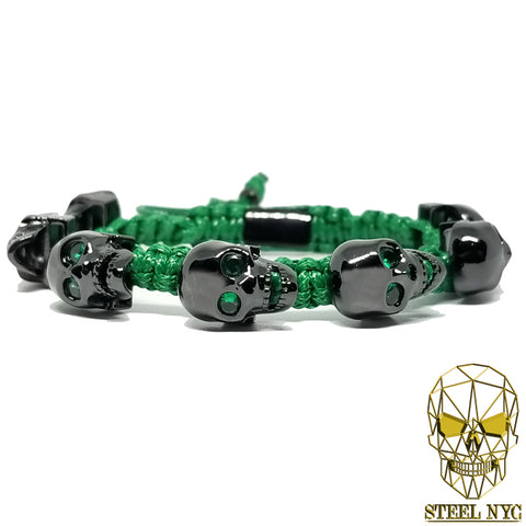 Diamond Eyes Skull Onyx Bracelet Plata
