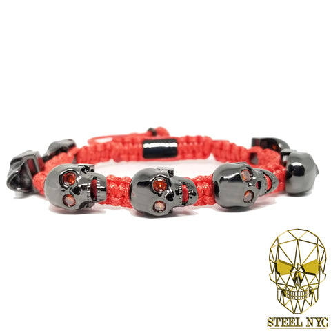 Diamond Eyes Skull Onyx Bracelet Plata