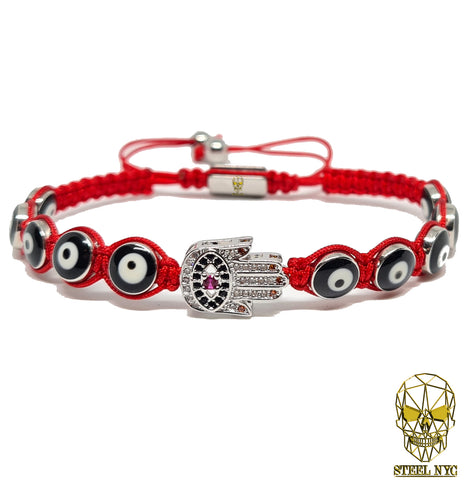 Brazalete Tejido Calavera Ojo Azul