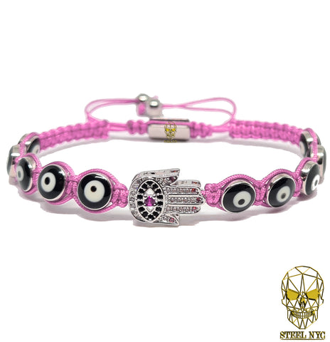 Brazalete Tejido Calavera Ojo Azul