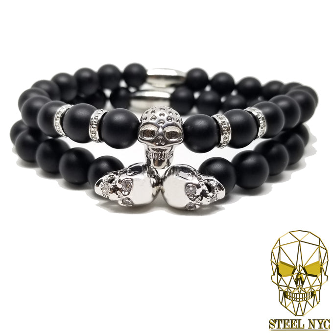 Diamond Eyes Skull Stack Silver