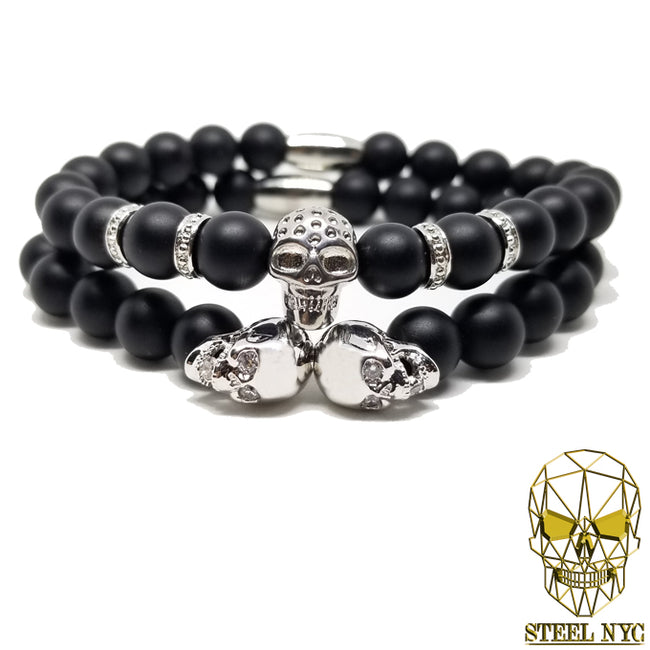 Diamond Eyes Skull Stack Silver
