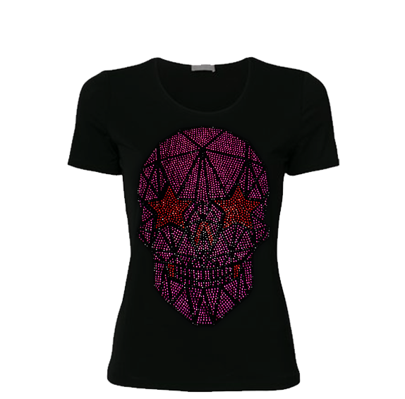 Playera Dama Negra, Rockstar Skull Rosa, Plata