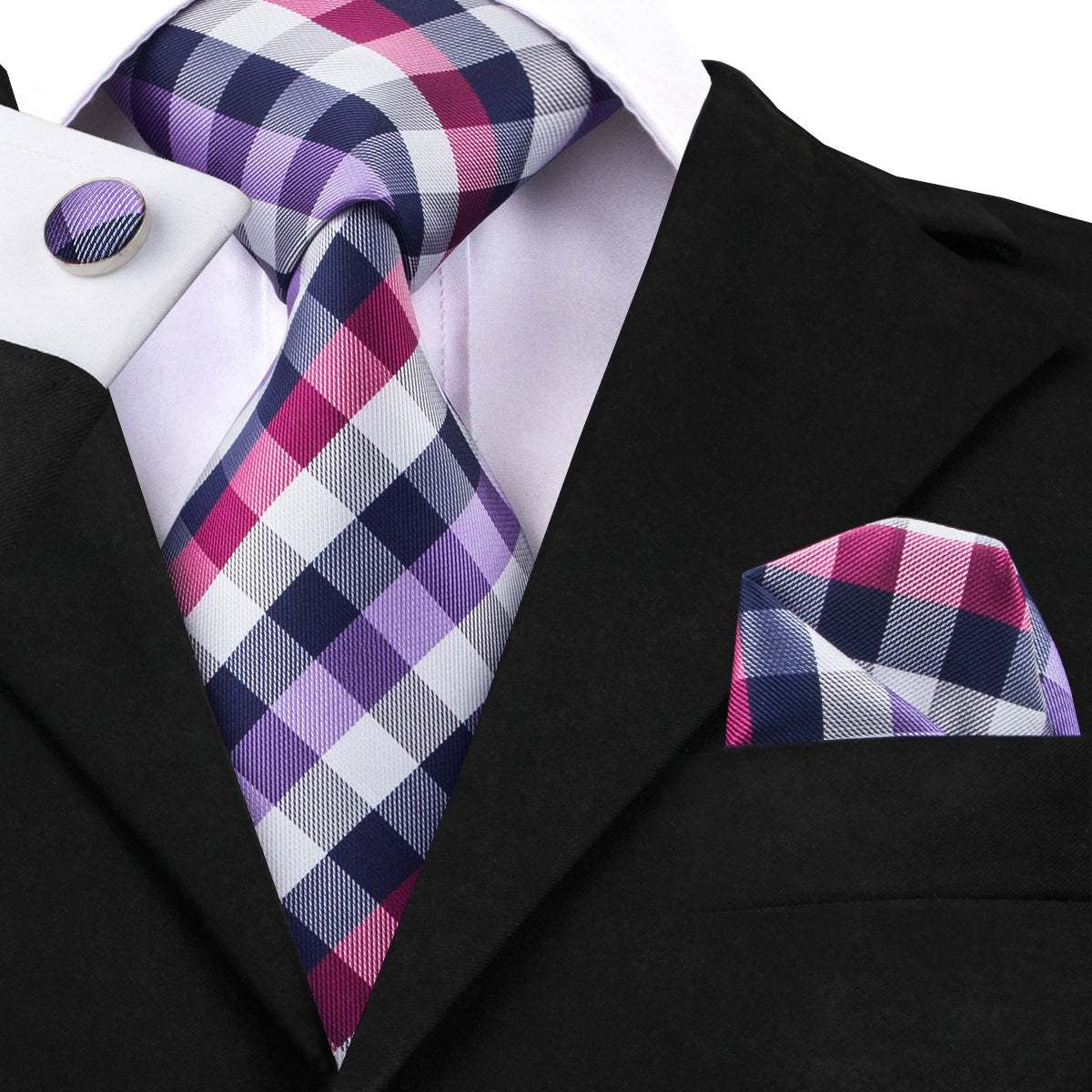 Set Corbata, Mancuernillas y Pañuelo Multicolor