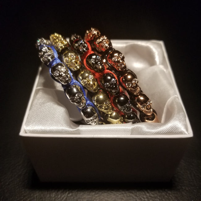 12 Skull Diamond Eyes Bracelet Red Black