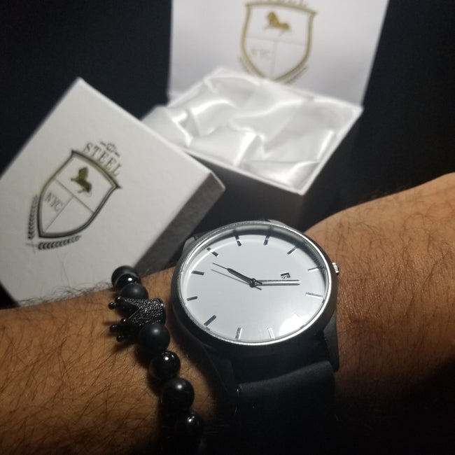 Reloj Steel Luxury Negro con Blanco