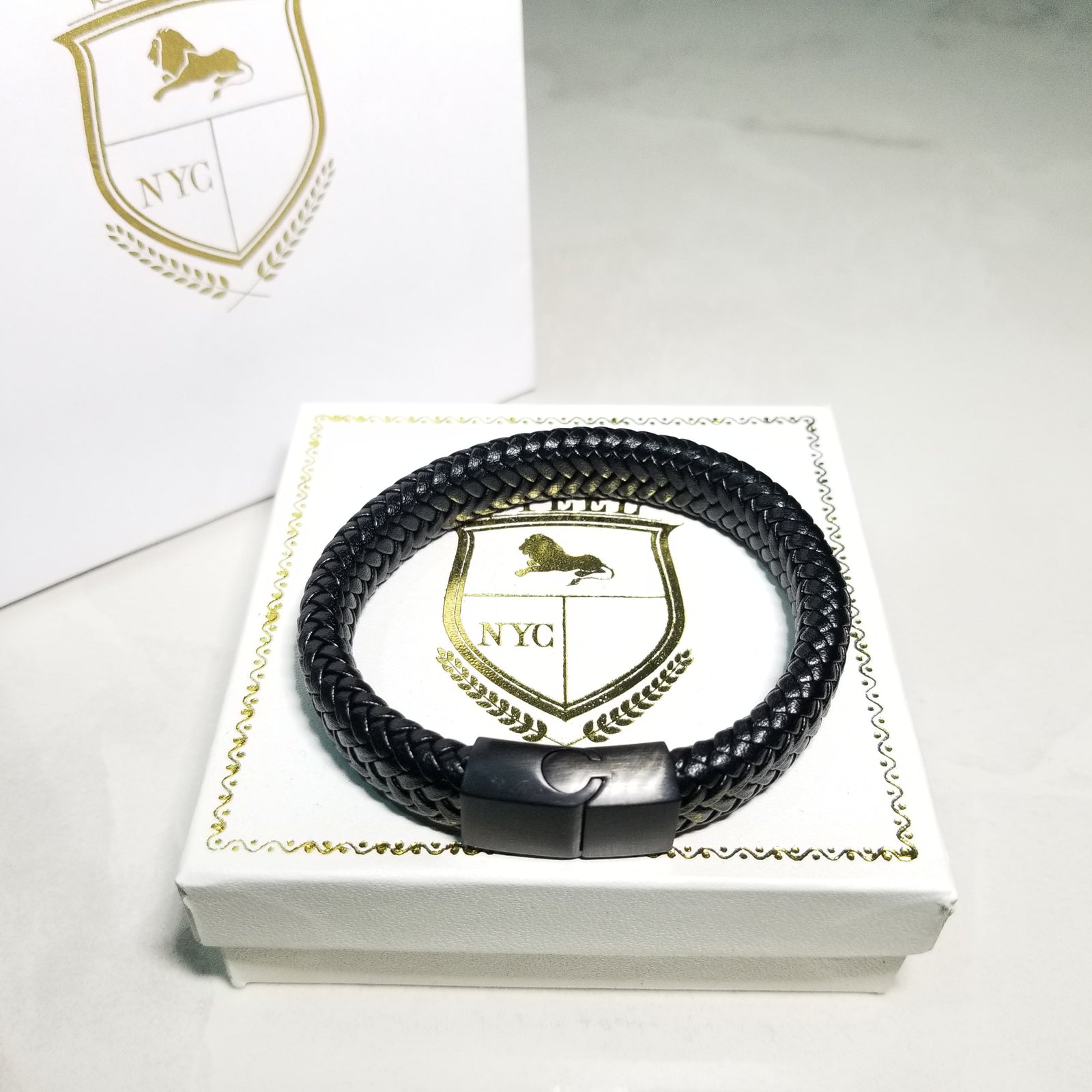 Pulsera Piel Negra Broche Negro