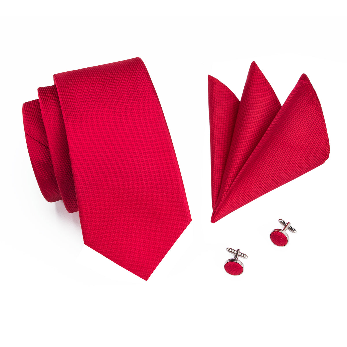 Set Corbata, Mancuernillas y Pañuelo Rojo