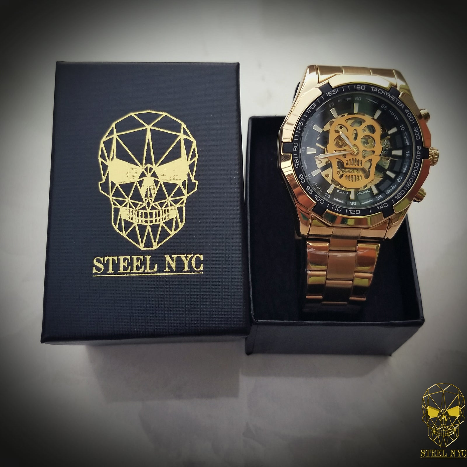 Reloj Calavera Premium Skull Gold Mecanico