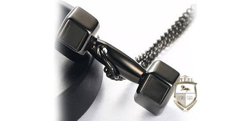 Black Agate Rhodium Dumbbell  Fit Bracelet