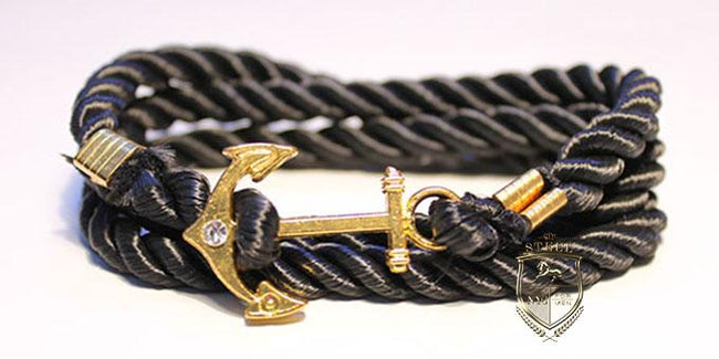 Black Rope Gold Anchor