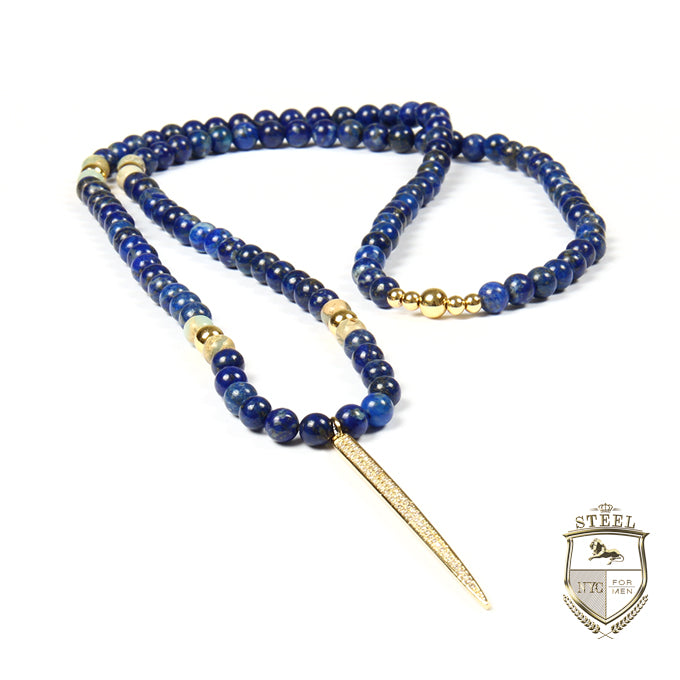 Collar Agata Azul Chapa de Oro 24k Diamante Zirconia