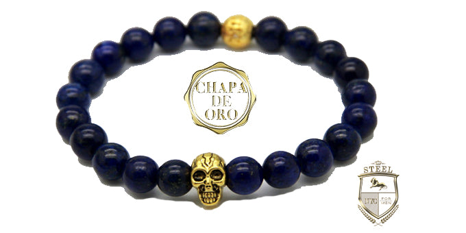 Blue Stones Gold Skull