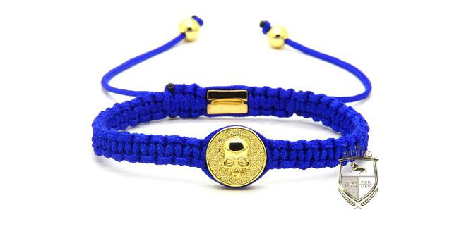 Blue Braided Gold Medal Skull